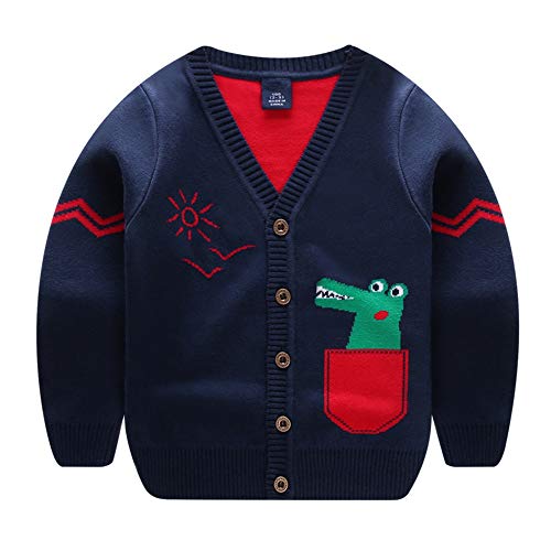 Toddler Boys Dinosaur Knit Cardigan Sweaters Jacket Crochet Pullover Sweatshirt Spring Autumn Tops Waistcoat 2-6T