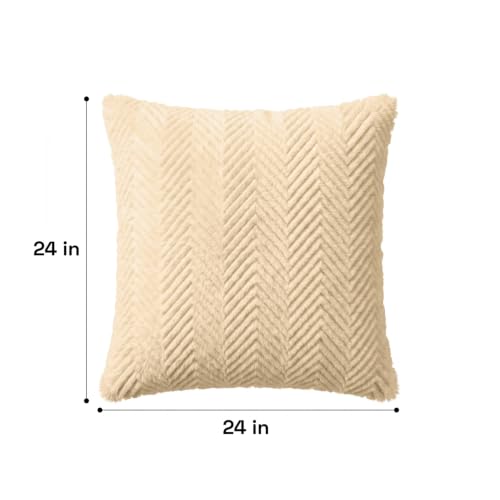 Image of Wakefit Designer Cushion Cover | 24x24 inch | Plush Fur Feel | Velvet Fabric | Machine Washable | Pack of 1 | Fur Beige