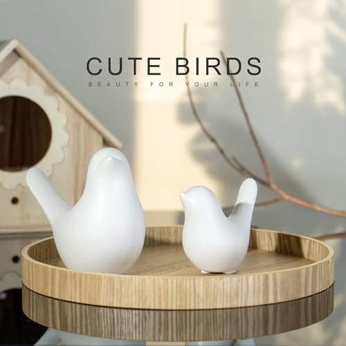 Image of Ceramic Birds Figurines Ceramic Blessing Birds Figurine Home Decorations Accessories Set of 2 (White Matte)