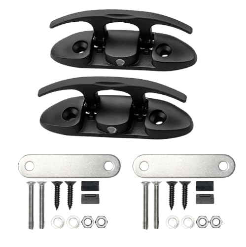 Image of Thorn Boat Folding Cleat,Flip Up Marine Stainless Steel 4-1 /2 inch Black Dock Cleat W /Fasteners (Black ，4-1 /2 inch， 2pcs)