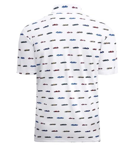 Alex Vando Mens Hawaiian Golf Shirt Moisture Wicking Digital Print Golf Shirts for Men