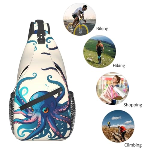 Mochila bandolera con diseño pulpo azul y púrpura miniatura 6