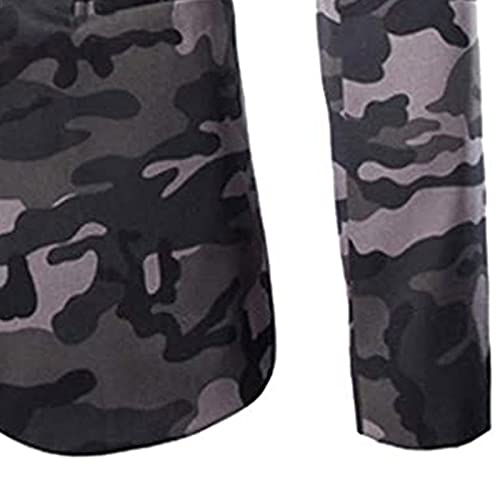 Blazer Camouflage Slim à Manches Longues et Revers Échancrés Confortables - 6