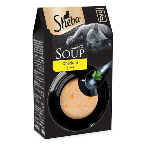 Sheba Cat Food Cat Soup with Chicken Pack of 4x40g Cat Treat Soup Sheba Cat Treats with Velvety Broth