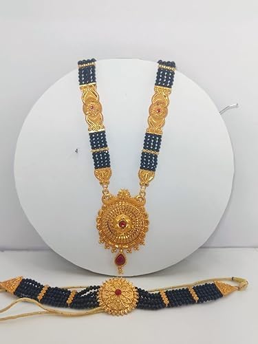 Pahadi Artificial Gold Plated Black Beaded Mangalsutra With Choker For Womens And Girls- 1 Set (Mangalsutra + Choker) image 2