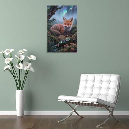 Fresque abstraite en toile de renard aux finitions graphiques 3D - 5