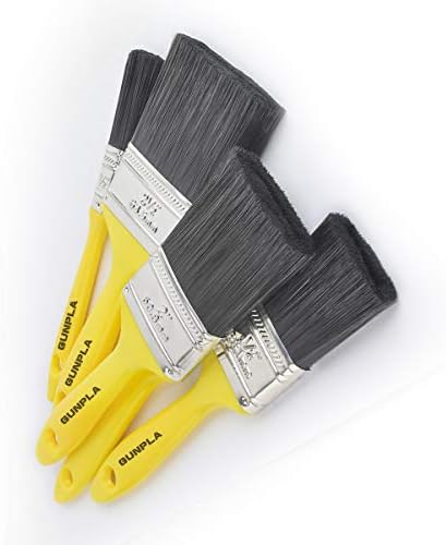 Gunpla 10 Pieces Paint Brushes Set Professional Polyester Bristles Painting Brush, Comfortable Plastic Handle Fences Furniture Wall Door Household Varnishing Clean Decorating Painting Brushes Kit