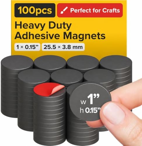 Strong Ceramic Round Adhesive Magnets, 1x0.15 (25x4mm), 100 Pcs