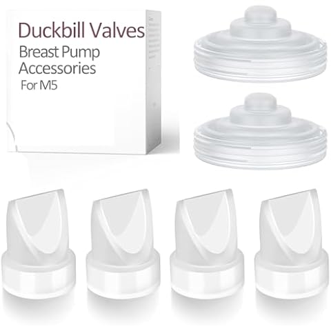 M5 Replacement Parts 4 Duckbill Valves/Duck Bill Valve & 2 Silicone Membrane/Diaphragm Compatible with Momcozy M5 Wearable Breast Pump, Accessories Made by Durceler, Not Original Momcozy Parts Cover