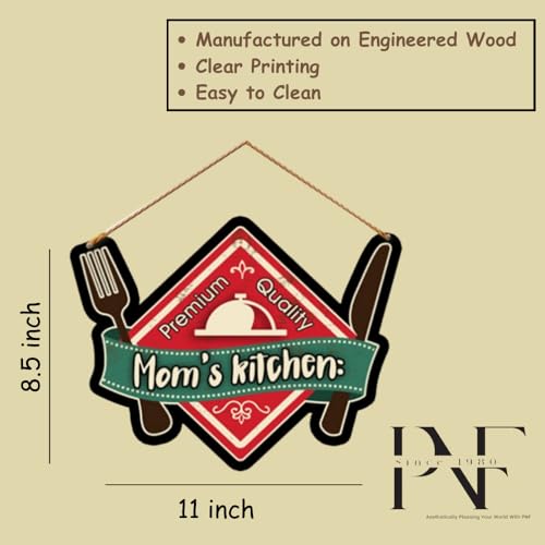 Image of PNF Poster And Frames Mom's Kitchen Quote Wall art & Door Hanging Frame For Kitchen, Dining, restaurants Decor | Walland home Decor for Living Room | Room Decor Wall Decor Items For Bedroom | (Wooden, 11x9 Inch,brown)-126-1