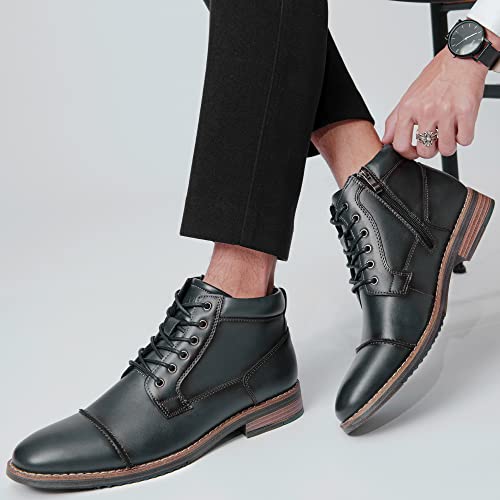 Image of Arkbird Men's Dress Boots Genuine Leather Cap Toe Ankle Boot with Side Zipper for Casual Business Formal Wear