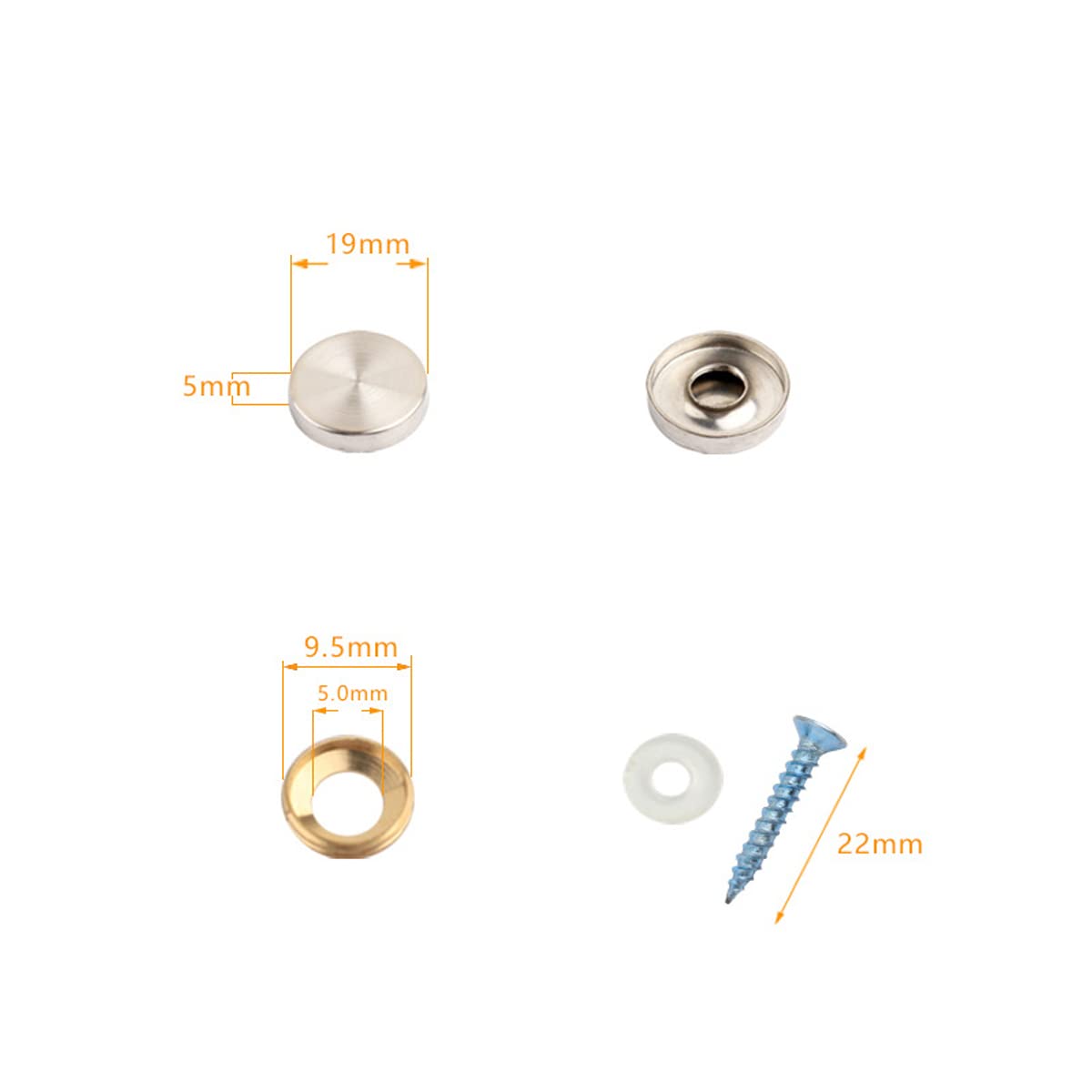 8PCS Mirror Screws 19mm Brushed 304 Stainless Steel Cap Cover Nails for Decorative Mirror Sign/Advertising Hardware, Nails - Image 3