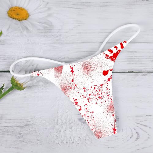 Women's Halloween Thong Sexy Breathable No Show Bikini Underwear White - image 3