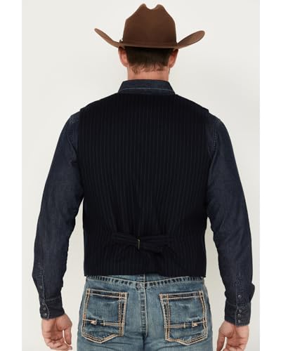 Men's Pinstripe Capone Wool Vest - Msho22v1-Nvy4