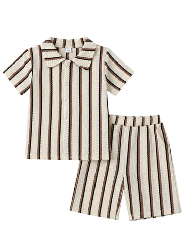 Image of Cakaner Tween Boys Summer Clothes 2 Piece Short Sleeve Graphic T-Shirt and Shorts Casual Outfit Set Size 7-14
