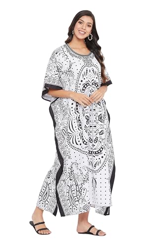 Image of Oussum Women Polyester Casual Long Plus Size Beach Caftan Cover Up Maxi Dress 1X-3X Summer Kaftan Dresses for Women