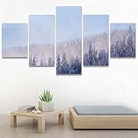 SIGNWIN 5 Panel Canvas Wall Art Modern Art Forest Multicolor Photography Relax/Calm Romantics Scenic for Home Decorations Ready to Hang - 60