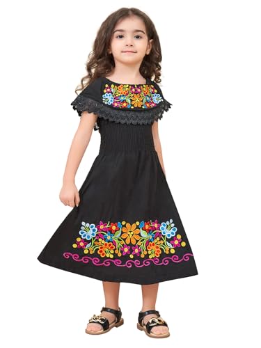 Mexican Dress for Girls Traditional Embroidered Dresses Toddler Cinco de Mayo Outfit Kids Mexican Dresses Vestidos Mexicanos