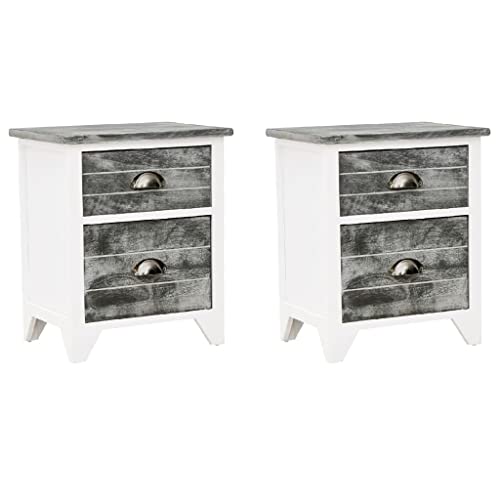 Mesitas de Noche Blancas y Gris Marca vidaXL