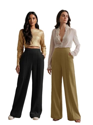 Image of KOTTY Women's Formal Wide Leg Pant Set with Tailored Fit for Office Wear, Casuals Styling, and Elegant Smart Casual Fashion