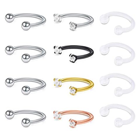 LAURITAMI Pendientes Piercing Aros 12pcs Cover