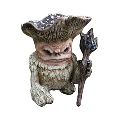 Décoration de magicien de champignon, ornement de figurine de champignon en résine drôle, jouet de bureau d'ornement de résine créatif pour la décoration de bureau de moniteur d'ordinateur de bureau à