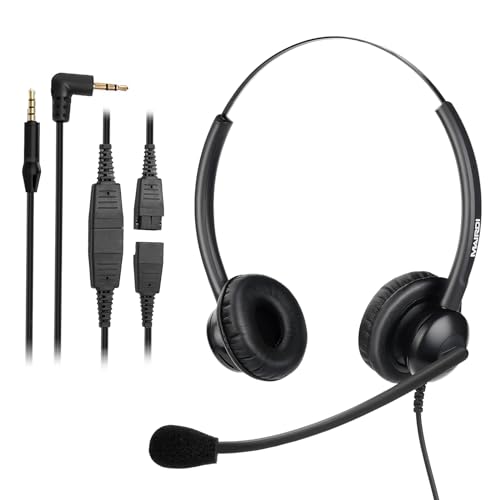 MAIRDI 2.5mm Telephone Headset with Microphone Noise Canceling for Landline Deskphone, Phone Headset for Call Center Office, 2,5mm Jack Headset for Polycom Panasonic Cisco Vtech Undiden Cordless DECT