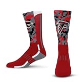 For Bare Feet NFL Men Women Team Color Logo Game Day Digi Mashup Performance Warm & Cold Weather Comfort Crew Sock (Atlanta Falcons - Red, Adult Medium)
