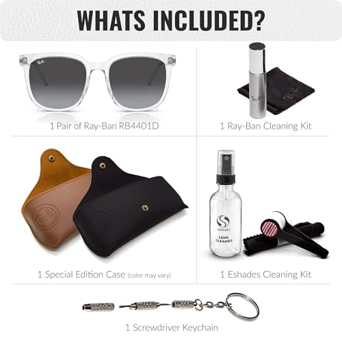 Image of Ray-Ban RB4401D Square Shaped Sunglasses for Men & Women with Official RAYBAN Eyewear Kit