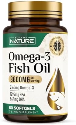 Omega 3 Fish Oil Supplement – 3600mg Fish Oil with EPA & DHA Omega-3 Fatty Acids from Sustainably Sourced Wild Caught Sardines - Heart & Brain Health Support - Non-GMO - 60 Softgels