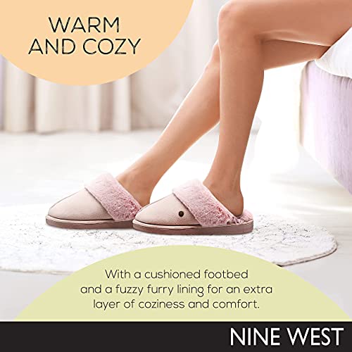 Nine West Scuff Slippers For Women, Extra Soft & Comfortable Winter House Shoes, Pink, Small 5-6 #TOP4