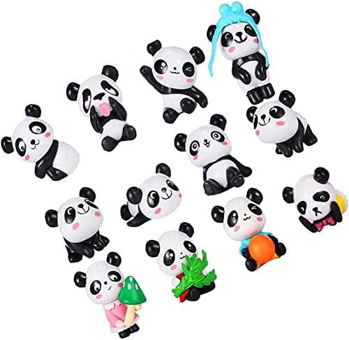 Zodensot Lot de 12 figurines de panda mignonnes pour décoration de gâteaux - Fournitures de décoration de gâteaux - Mini figurines de panda pour décoration de jardin féérique pour enfants Cover