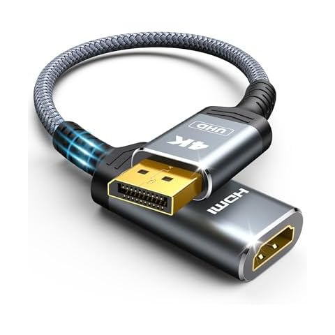 Highwings 4K Display Port to HDMI Adapter, Uni-Directional DP 1.2 Computer to HDMI 2.0 Screen, Display Port to HDMI Adapter (Male to Female), SR Anti-Break, No Latch, for Dell HP AMD NVIDIA, Passive Cover