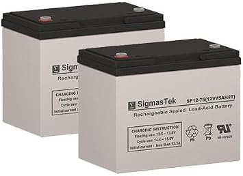 Permobil C400 CS Replacement Battery Set of 2-12 Volt 75AH IT Terminal by SigmasTek