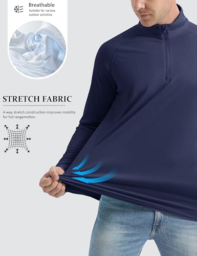Image of MAGCOMSEN Men's Quarter Zip Pullover Long Sleeve Sweatshirts Fleece Lined Golf Pullover Thermal Gym Workout Tops