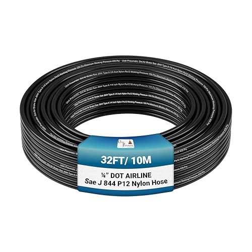 Utah Pneumatic Air Line 1/4" Od 32.8 Feet 10 Meters SAEJ844 Air Brake Tubing Nylon Air Ride Hose DOT Approved for Air Brake System Or Fluid Transfer(Nylon Tube 1/4)