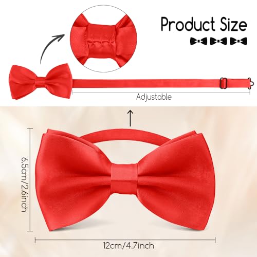 Image of Bow Ties for Men,Mens Bow Tie,Black Ties for Men,Black Tie Adjustable Solid Color Pre-tied for Boy Party Wedding