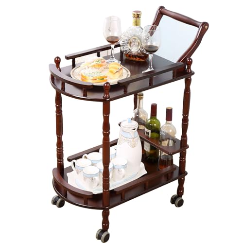 SPTZQURY Bar Cart, Home Bar Service Cart with Wheels, 2-Layer