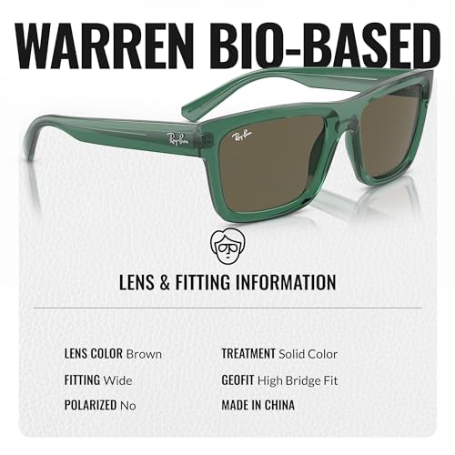 Image of Ray-Ban RB4396 WARREN BIO-BASED Rectangle Shaped Sunglasses for Men & Women with Official RAYBAN Eyewear Kit