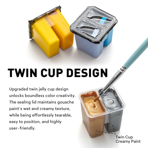 HIMI Twin Cup Jelly Acrylic Paint Set, 36 Colors 12g, High Viscosity, Blendable, Paints on Rocks Crafts Canvas Wood, Fabric, Ceramic & Stone, Art Craft Paints Gifts for Artists Beginners & Painters — view 2