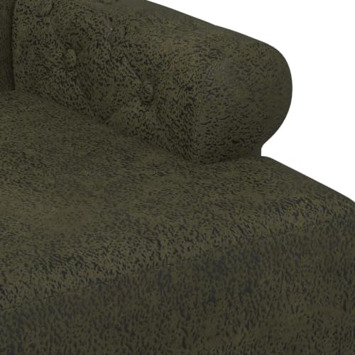 Sofá love seat verde militar tapizado con botones estilo clásico 6