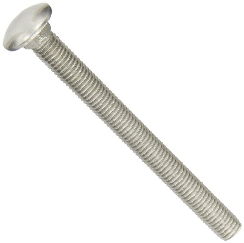 18-8 Stainless Steel Carriage Bolt, Plain Finish, Square Neck, Round Head, Meets ASME B18.5/ASTM F593, 6