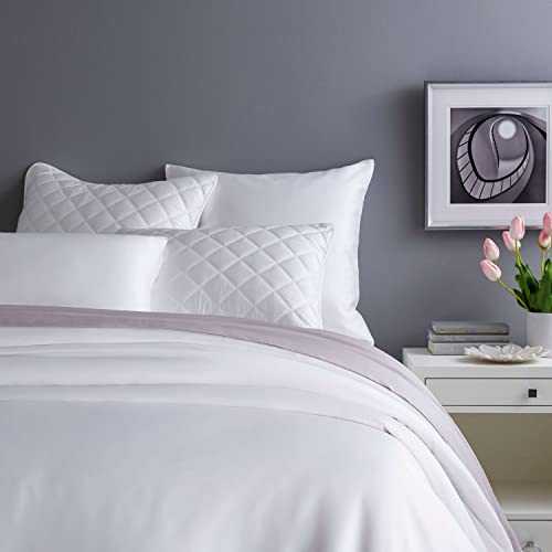 Pine Cone Hill Silken Solid White Duvet Cover, King Size, White Solid Pattern