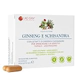Ginseng e Schisandra da Fitoricerca Lao Dan® | 60cps Integratori Stanchezza Fisica e Mentale con Panax Ginseng per Sostenere Energia e Schisandra Adattogena | Zero additivi | Prodotto in Italia