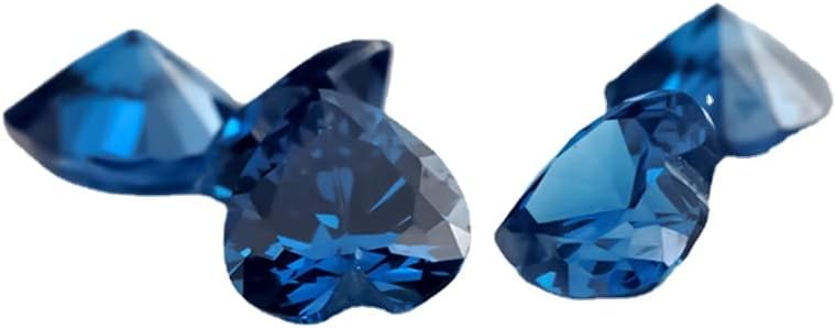 JIANGYUANGEMS 20pcs 8x8mm 5A Heart Shape Blue Color Cubic Zirconia Stone Loose CZ Stones Synthetic Gemstone for Jewelry Making