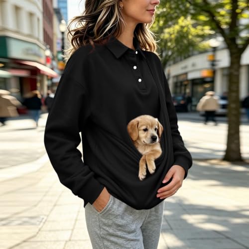 Pet Pouch Hoodie for Women Cat Dog Carrier Fleece Sweatshirt Top - image 5