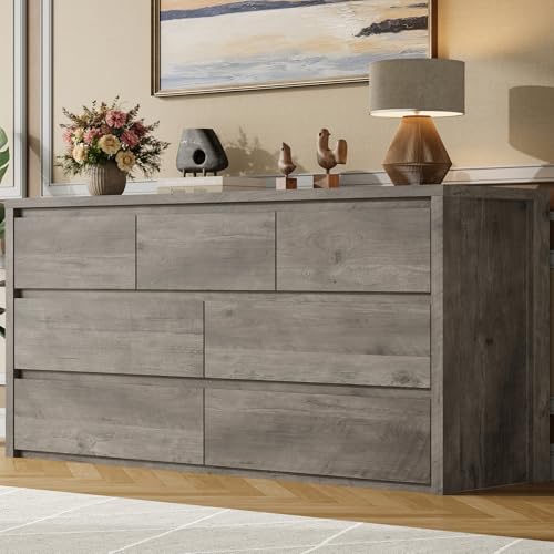 GarveeHome 7 Drawer Dresser for Bedroom, Wide Modern Chest of Drawers, Large Wood Dresser Wooden Storage Organizer for Living Room, Hallway Entryway