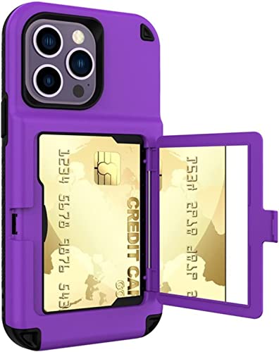 Étui de protection iPhone 14 Pro Max avec porte-cartes et miroir secret antichoc
