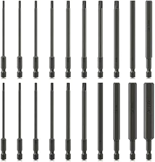 K Kwokker 20PCS Hex Head Allen Wrench Drill Bits, 100mm Long Hex Wrench Magnetic Screwdrivers Allen Key Bit Set for Assembling IKEA Furniture (10pc Metric & 10pc SAE