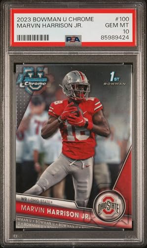 Graded 2023 Topps Bowman U Chrome Marvin Harrison Jr #100 Rookie RC Football Card PSA 10 Gem Mint